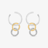 Brinco Elos em Ouro Amarelo 18k e Prata 925