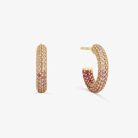 Argola Cravejada em Prata 925 com Banho de Ouro Amarelo 18k
