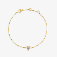 Pulseira Coração Cravejado em Prata 925 com Banho de Ouro Amarelo 18k