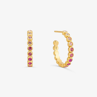 Argola Cravejada em Prata 925 com Banho de Ouro Amarelo 18k