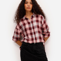 Camisa feminina de viscose xadrez colorida