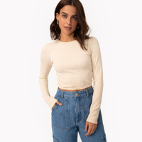 Cropped de poliamida manga longa off white