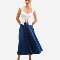 Saia longa feminina jeans azul