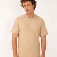 Camiseta de algodão peruano bold manga curta bege