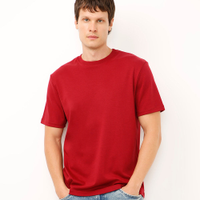 Camiseta de algodão peruano bold manga curta vinho