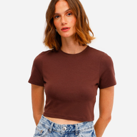 Blusa básica feminina baby look marrom