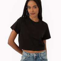 Blusa baby look de algodão peruano preta
