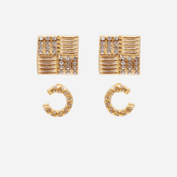 Kit de 2 brincos banhado a ouro geométricos com brilho dourado