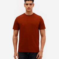 Camiseta masculina de algodão básica manga curta laranja