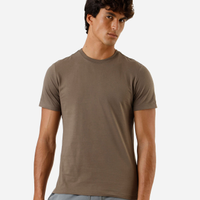 Camiseta de algodão básica manga curta bege