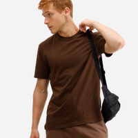 Camiseta masculina de algodão básica manga curta marrom