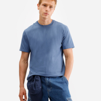 Camiseta masculina de algodão básica manga curta azul