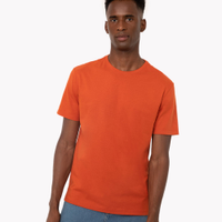 Camiseta masculina de algodão básica manga curta laranja
