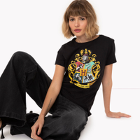 Camiseta de algodão harry potter manga curta preto