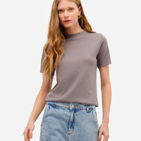 Camiseta classic feminina de algodão peruano interlock cinza