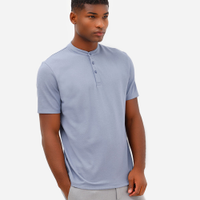 Polo masculina comfort gola padre manga curta azul