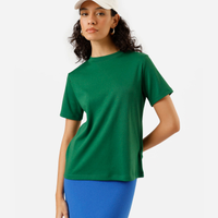 Camiseta básica feminina de algodão peruano verde