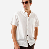 Camisa de algodão manga curta com bolso off white