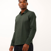 Camisa slim fit de algodão manga longa verde
