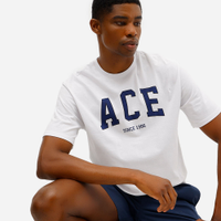 Camiseta masculina de algodão esportiva estampada branca