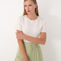 Blusa de tricot manga curta - off white