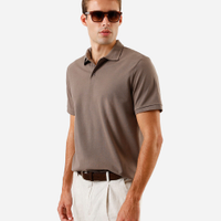 Polo masculina de algodão texturizada manga curta marrom
