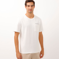 Camiseta de algodão com bolso manga curta off white