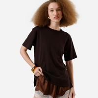 Camiseta oversized feminina de algodão peruano interlock marrom