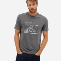 Camiseta masculina de algodão moto estonada preta