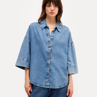 Camisa feminina jeans antonio frajado - jeans medio