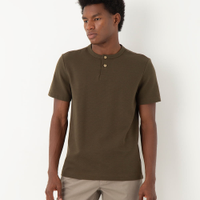 Camiseta de algodão texturizada manga curta verde