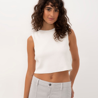 Cropped tricot de viscose off white