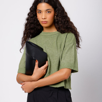 Blusa feminina de tricot manga curta mindset verde