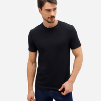 Camiseta de algodão texturizada manga curta preta