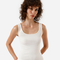 Regata básica feminina de poliamida canelada off white