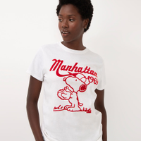 Camiseta de algodão peanuts manhattan 1969 manga curta off white