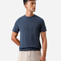 Camiseta masculina de tricot manga curta azul