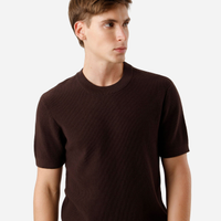 Camiseta masculina de tricot manga curta marrom