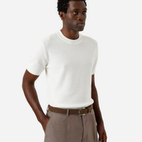 Camiseta de tricot manga curta - off white