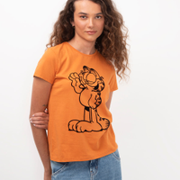 Camiseta de algodão garfield laranja