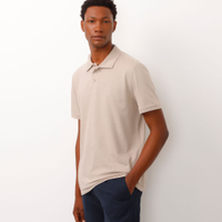 Polo de algodão comfort com botão bege