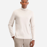 Blusa slim manga longa gola alta - cinza claro