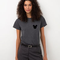 Camiseta de algodão mescla mickey cinza