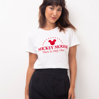 Camiseta de algodão mickey off white