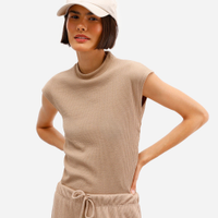 Blusa texturizada manga japonesa - bege
