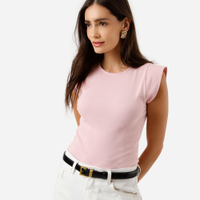 Blusa muscle tee de algodão canelada - rosa