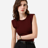 Blusa muscle tee feminina de algodão canelada vinho