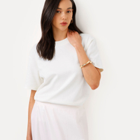 Camiseta oversized feminina de algodão peruano interlock off white