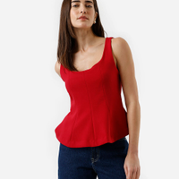 Regata peplum feminina com recortes vermelha