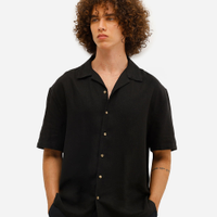 Camisa masculina manga curta linho fit preta